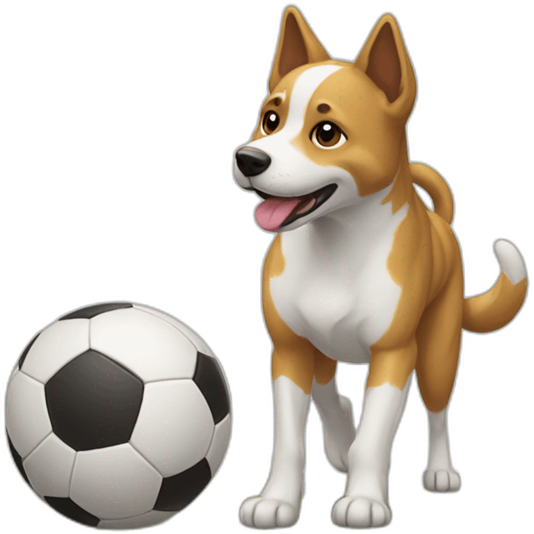 Chien qui joue au foot avec un chat emoji