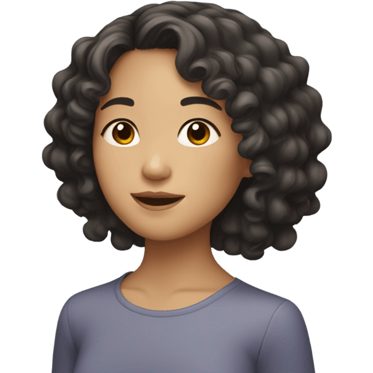 asian girl with medium curly hair emoji