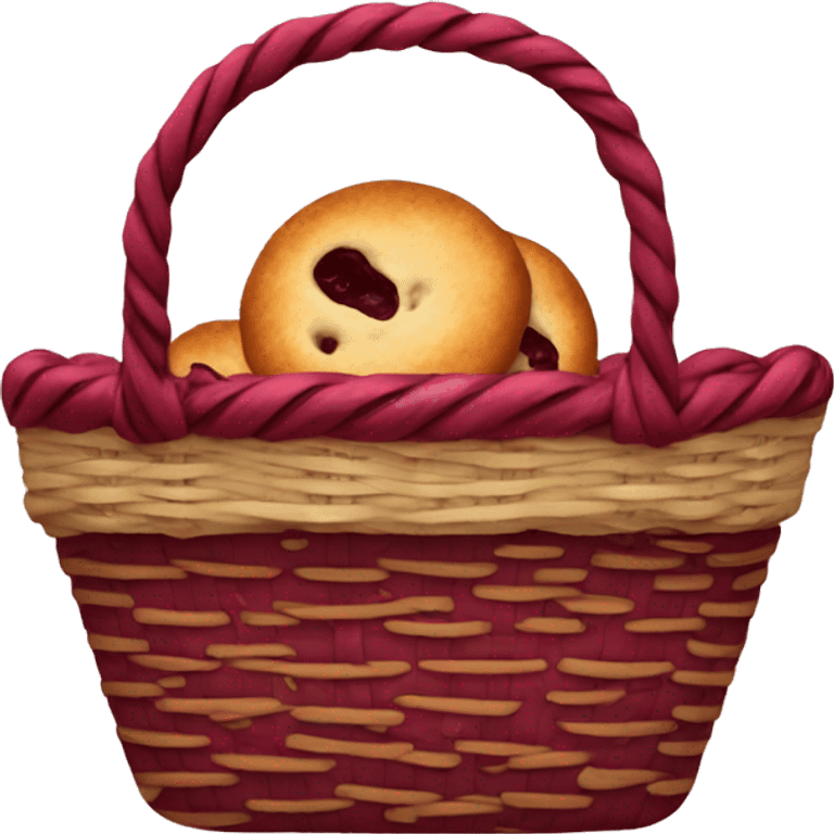 baked goods basket in burgundy color emoji