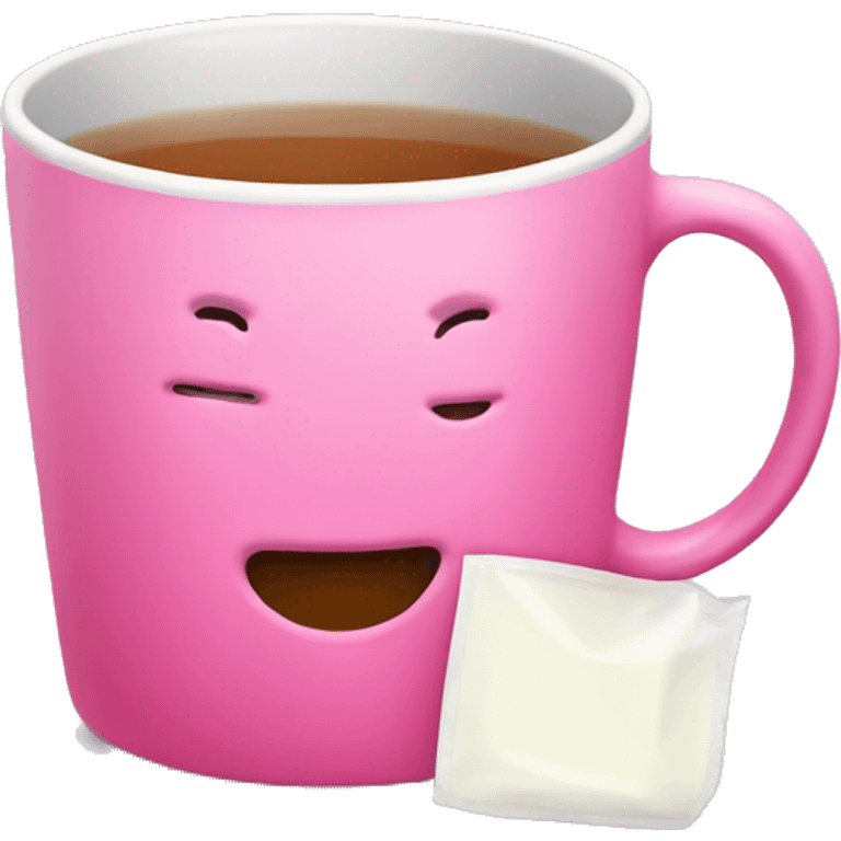 pink mug with teabag emoji