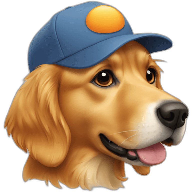 orange golden retriver wearing cap emoji