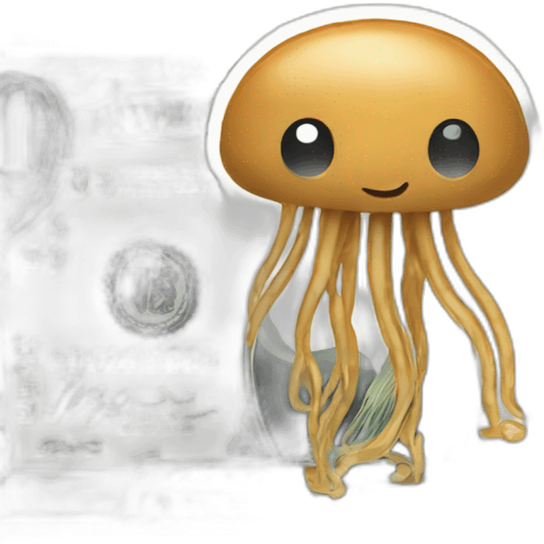 Adorable peanut butter jellyfish on money emoji