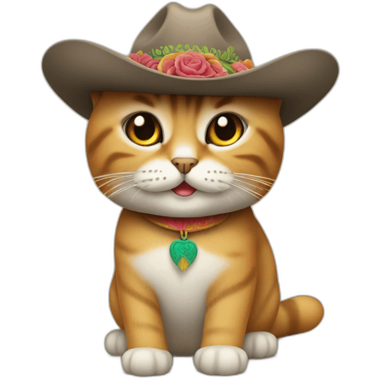 Un chat (l’animal) avec un chapeau mexicain emoji