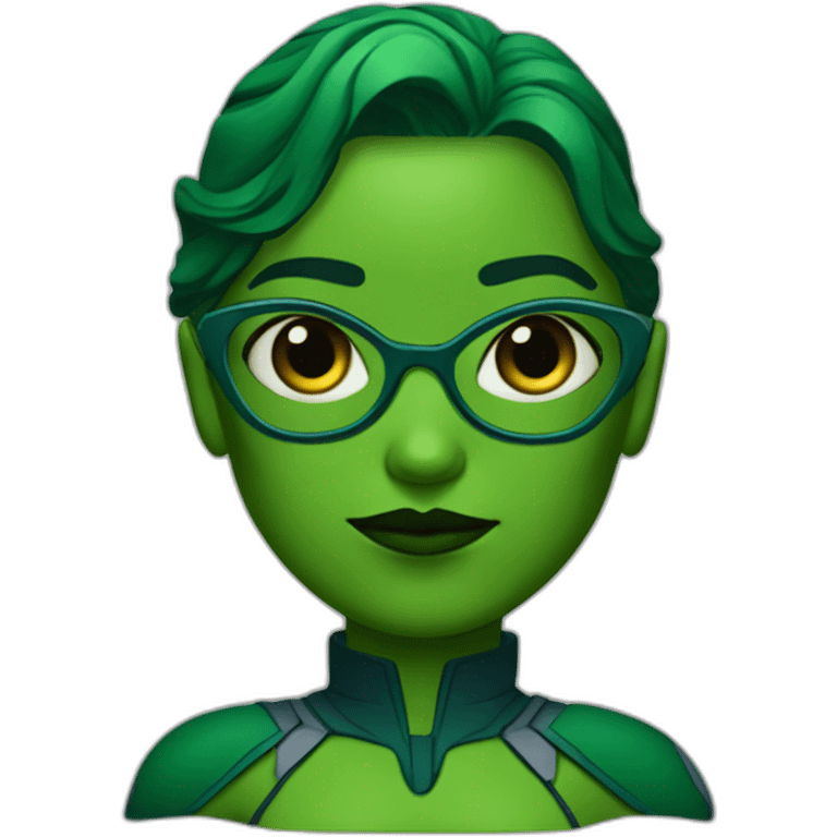 Martian Manhunter girl with glasses green skin emoji