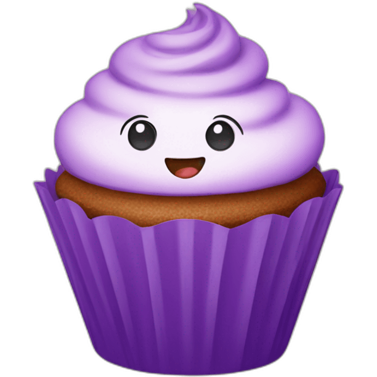 Happy purple cupcake  emoji