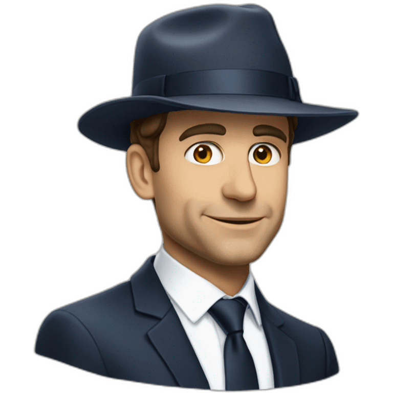 macron avec un chapeau emoji