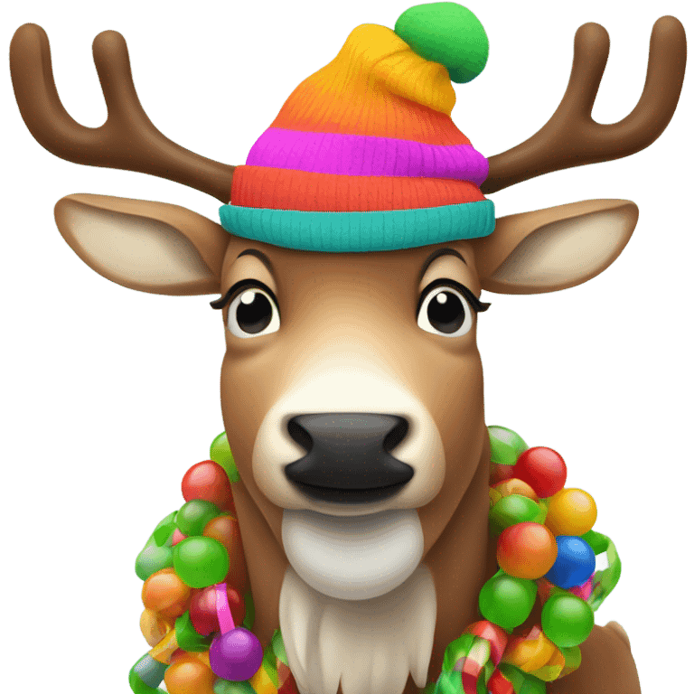 Reindeer with hat drinking juice emoji