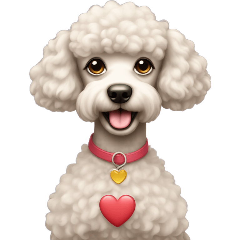 Poodle with heart close by  emoji