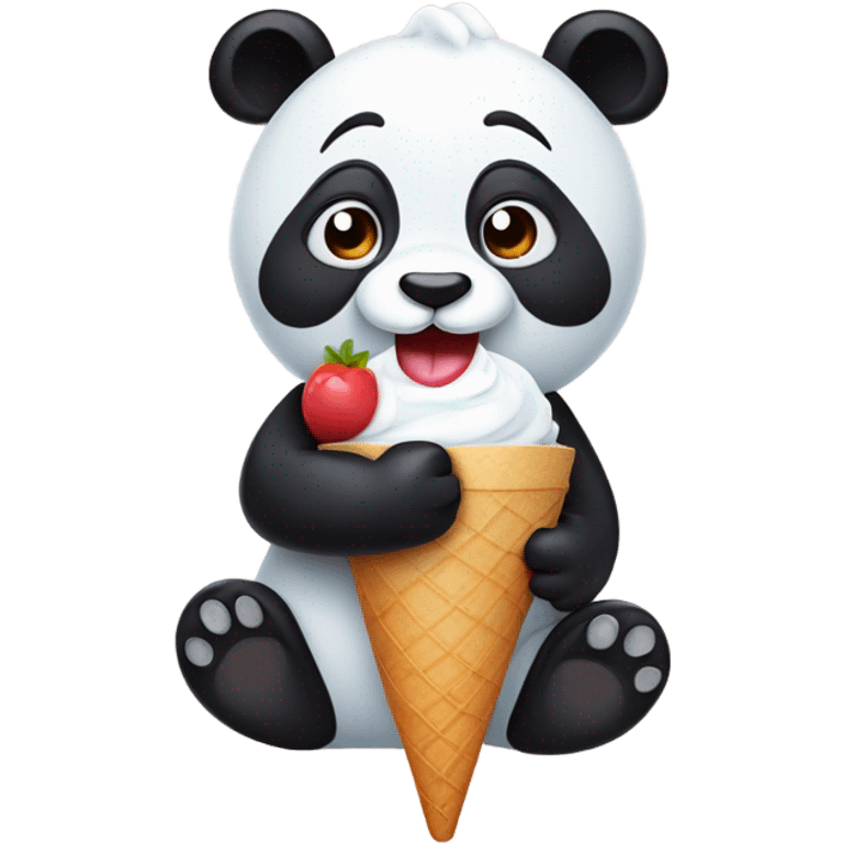 Panda eating ice cream emoji