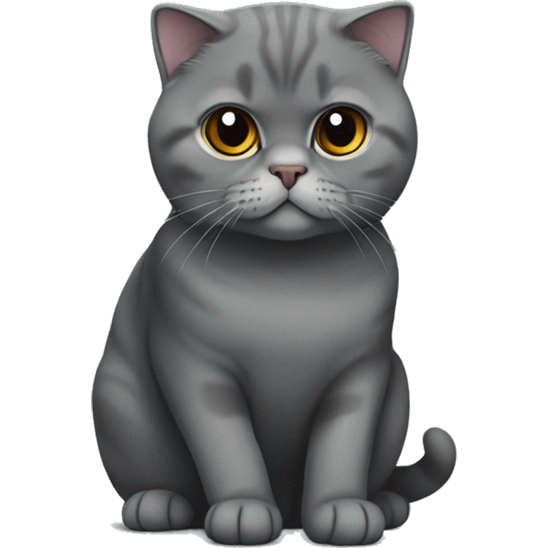 dark gray Scottish fold cat sitting emoji