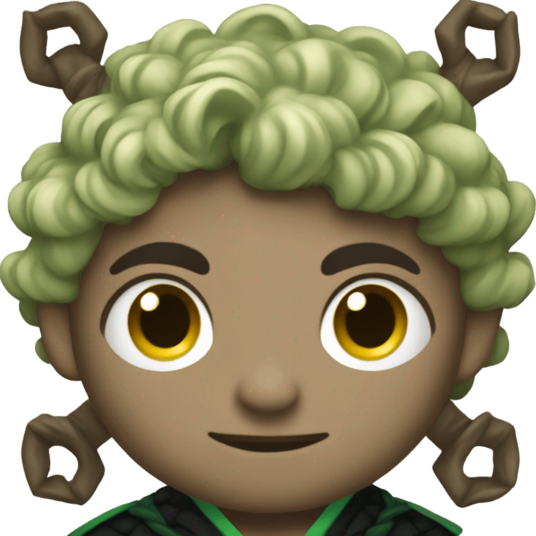 Demon slayer with green and black robe.  emoji