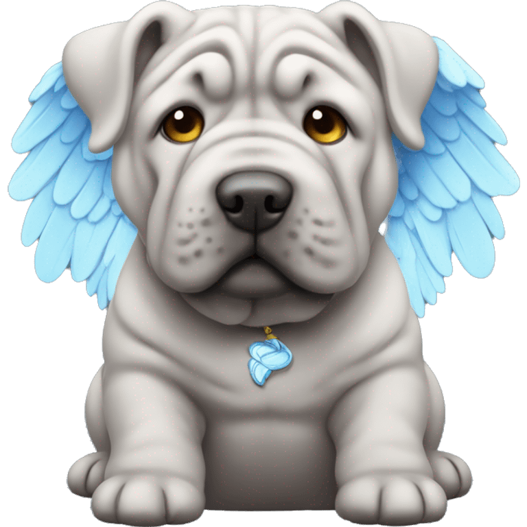 Blue Shar Pei with angel wings emoji