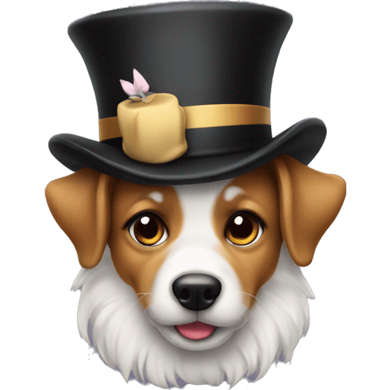 a cute dog with tophat emoji