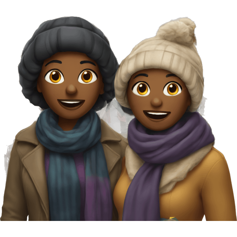 Two black women at a Christmas market emoji