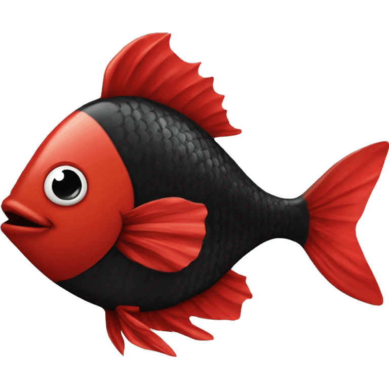 Black and red fish smileing face with your childrens emoji