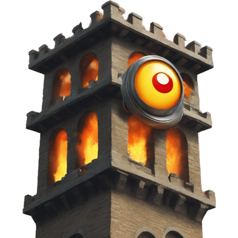 Flaming eye on top of tower emoji