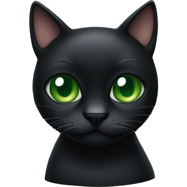 Black cat with big green eyes emoji