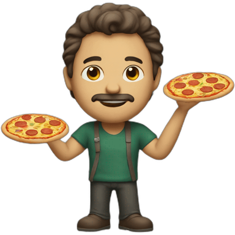 Leon con una pizza emoji