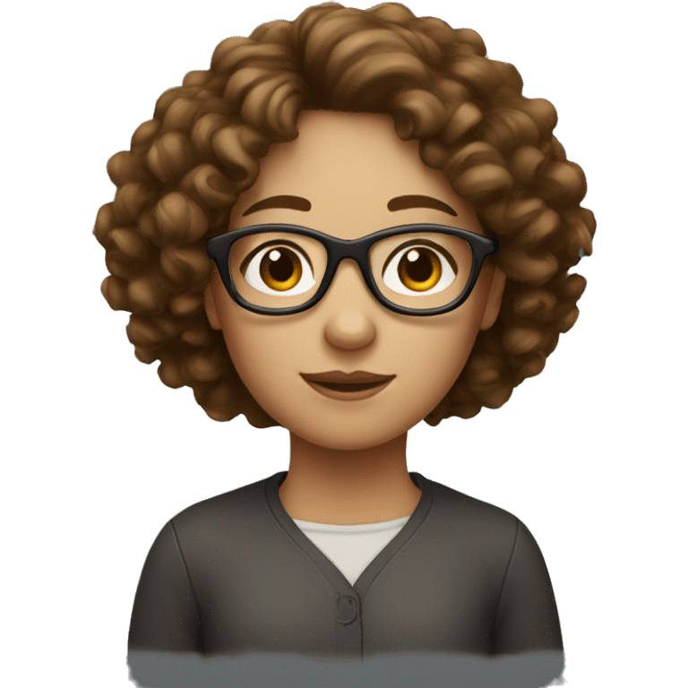 Girl with brown curly hair and glasses emoji