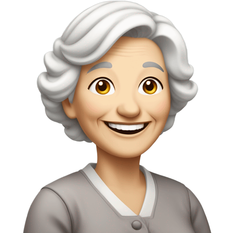 happy white skin grandma emoji