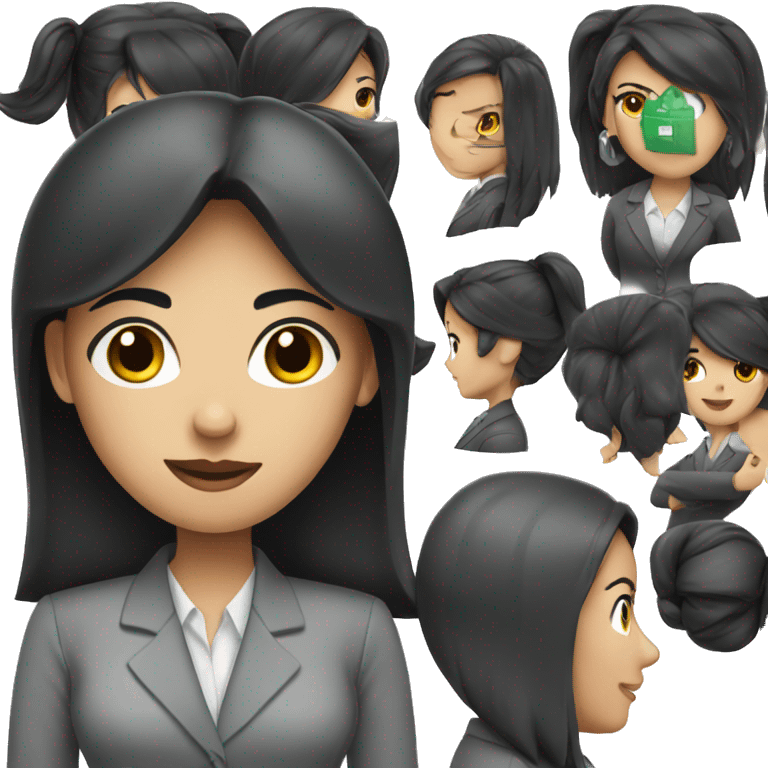 businesswoman with black hair and blue eyes emoji