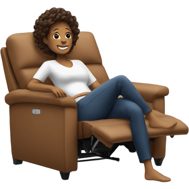 Mom relaxing on lazboy recliner sofa emoji