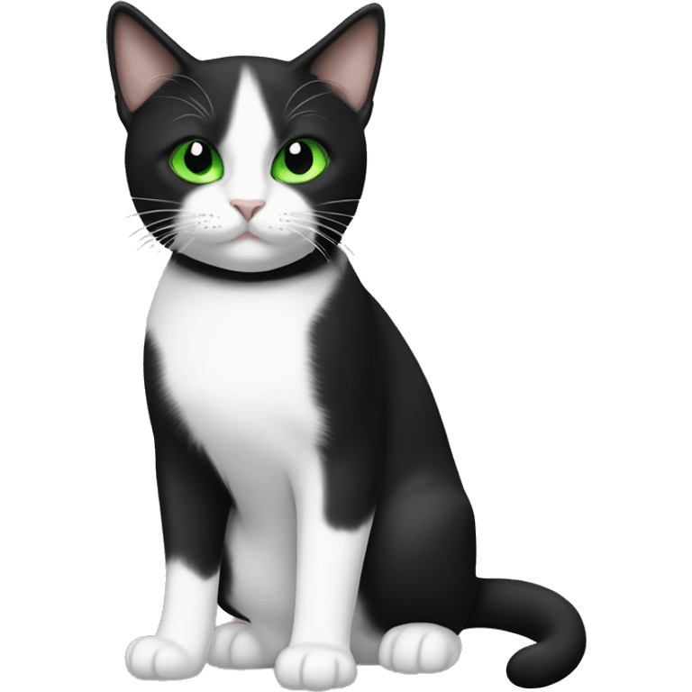 tuxedo cat with green eyes ￼ emoji