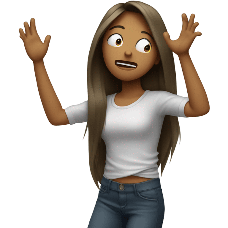 Emoji girl head headbanging with a hand in the air emoji