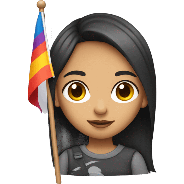 Girl with the word ander on her forehead holding lesbian flag  emoji