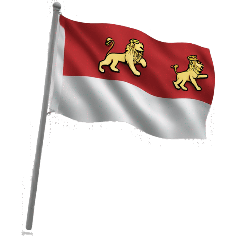 Drapeau rouge avec 2 lions emoji