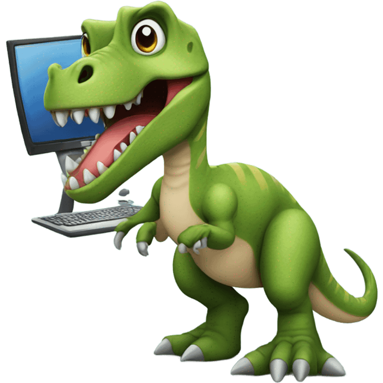 Dinosaur with a computer emoji