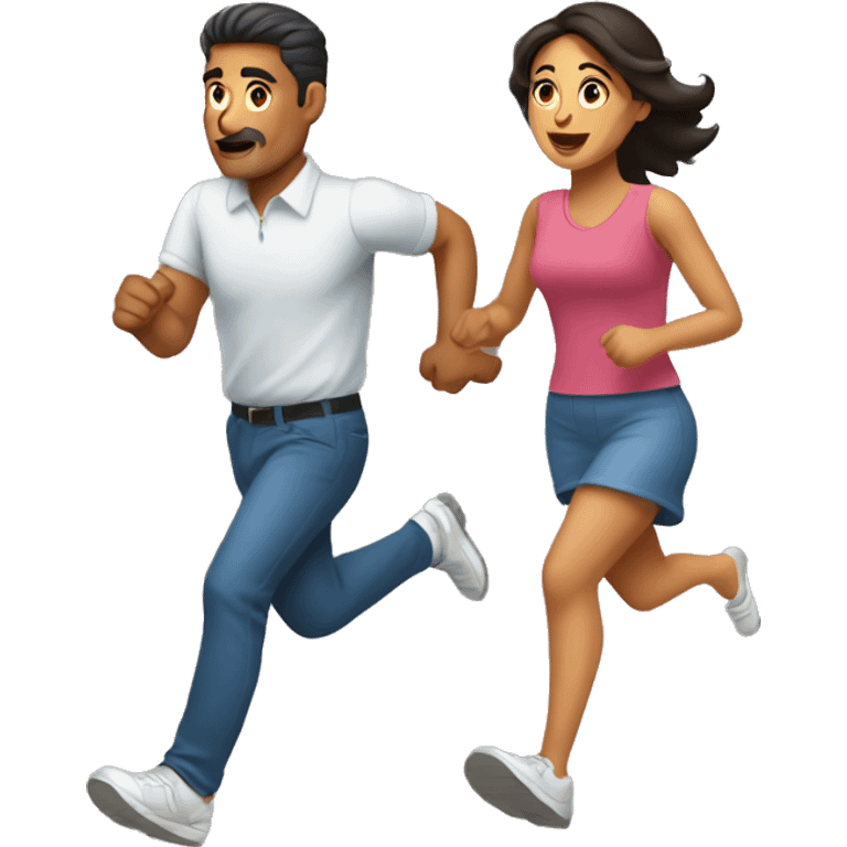 hispanic wife and husband running to the right emoji