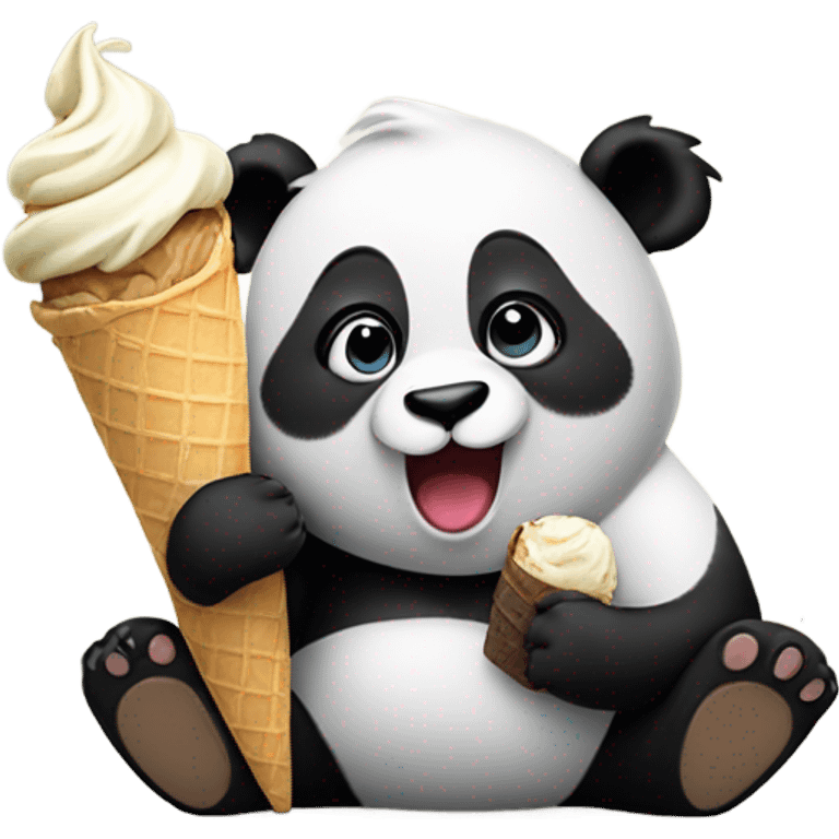 Panda eating ice cream emoji