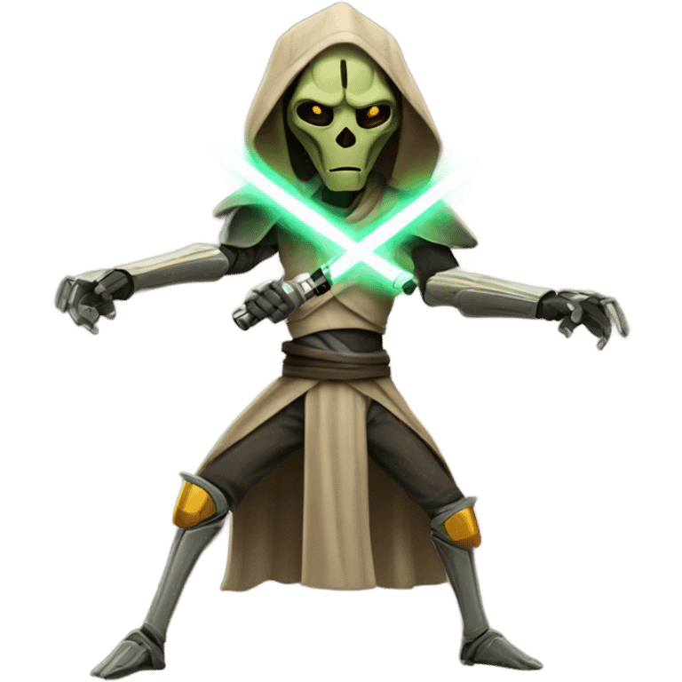 General grevious with four light sabers spinning  emoji