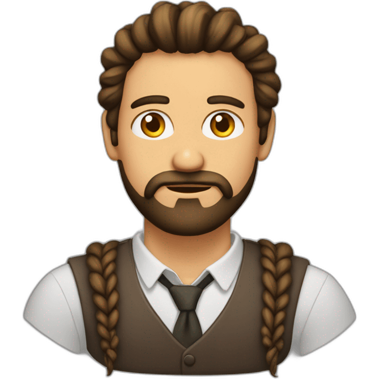 Hombre calvo con trenzas en la barba emoji