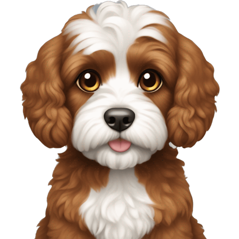 Cavoodle red brown fur with white belly and paws emoji