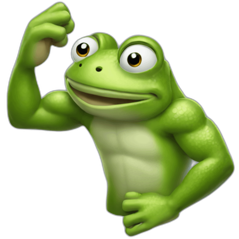 frog flexing arm emoji