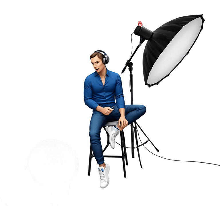 male singer with microphone sitting emoji