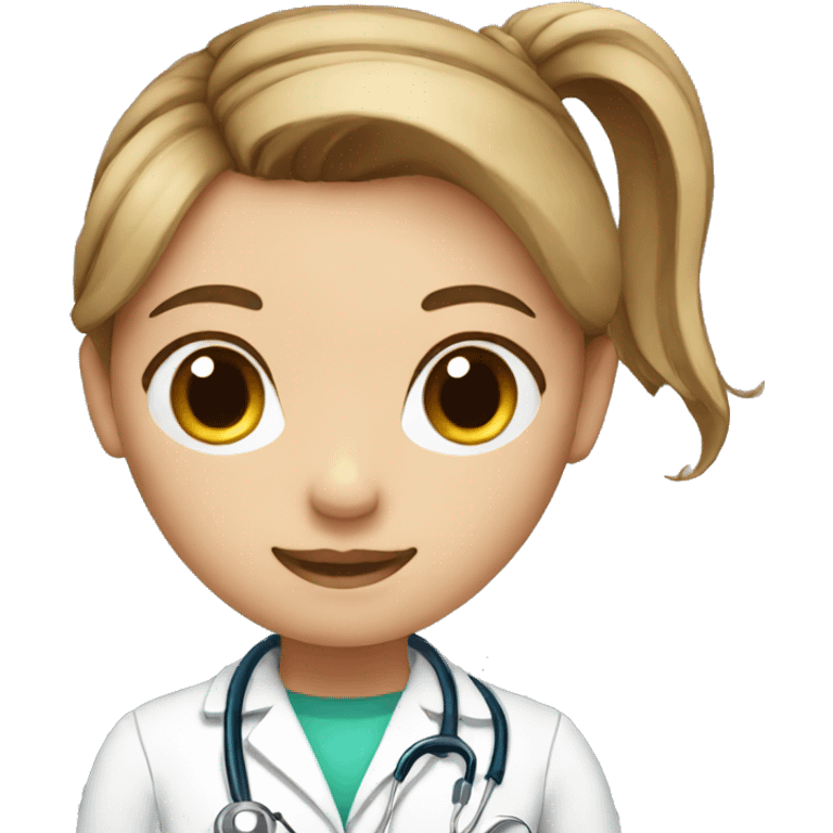 Doctor Girl with brown light hair in a ponytail emoji