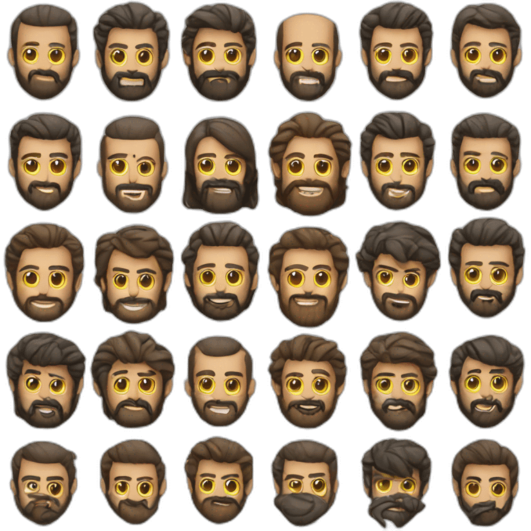 Pelado con barba y máquina de fotos emoji