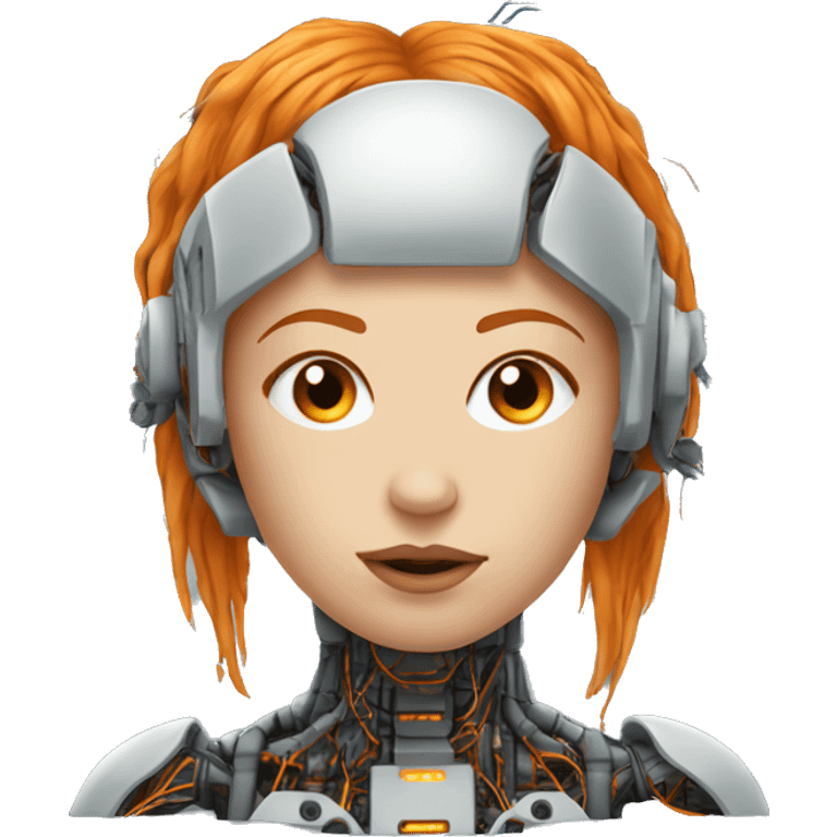 Head Female cyborg orange hair and circuits emoji