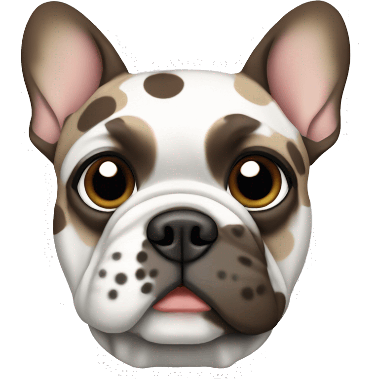 Light grey, tan, white and brown spotted/patch French bulldog emoji