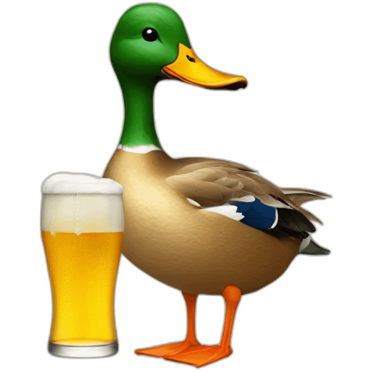 Duck drinking beer emoji