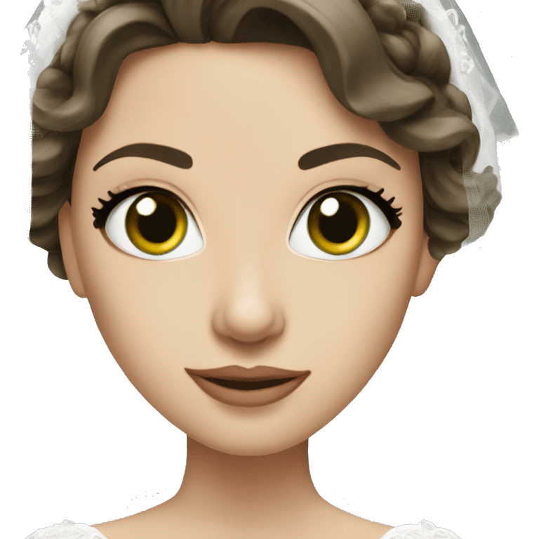 White brunette bride green eyes emoji