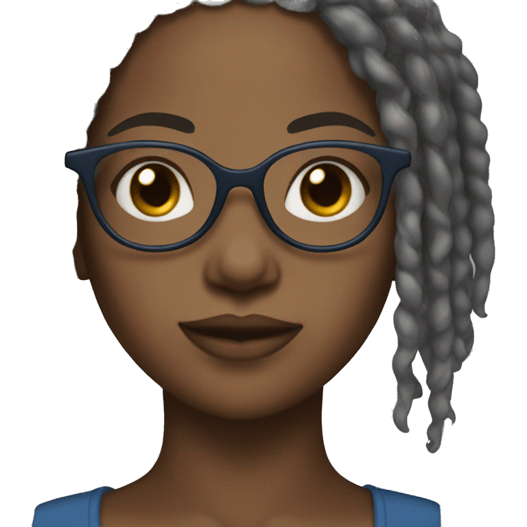 Black girl with microlocs and blue glasses emoji