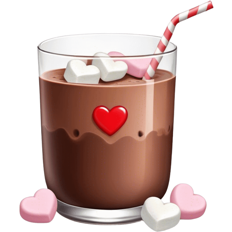 Chocolate milk with heart shaped marshmallows  emoji