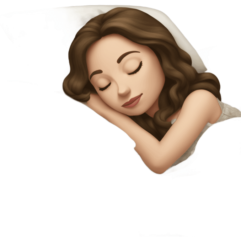 sleeping beauty brunette white girl with a silk pillow emoji