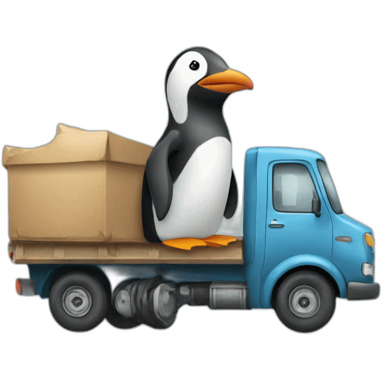 penguin riding a truck emoji