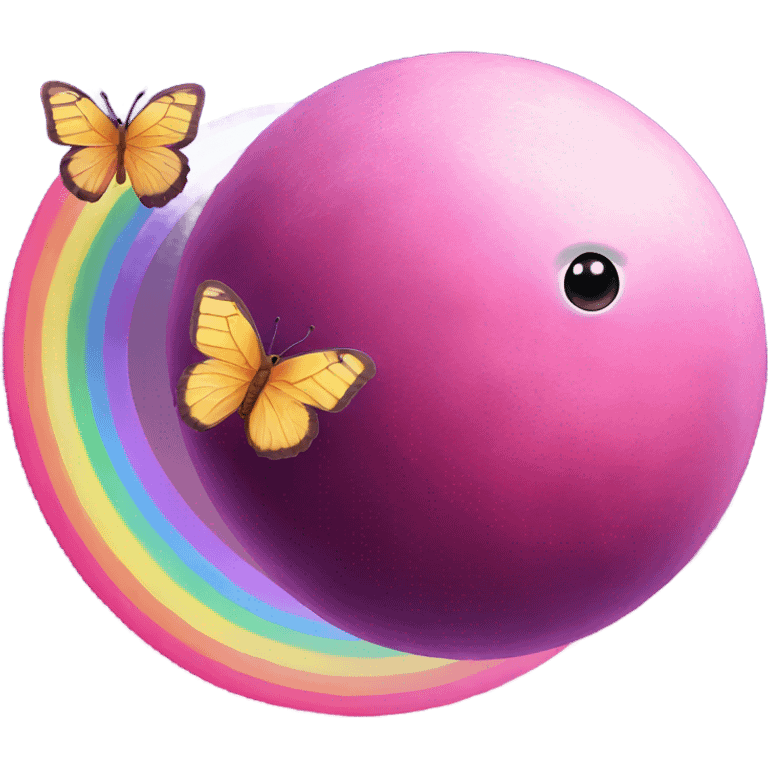 pink planet with a rainbow and butterfly  emoji