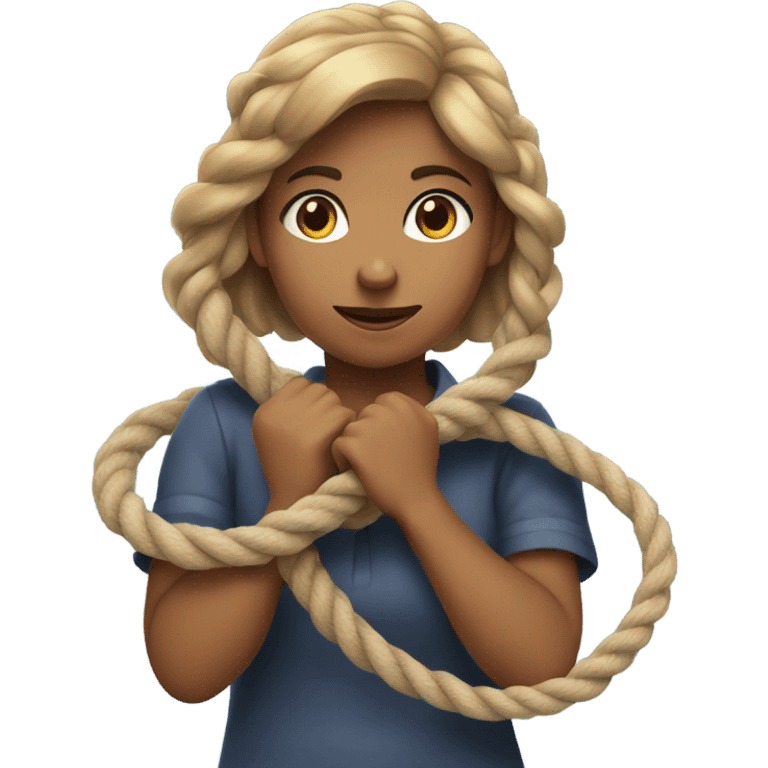 Girl holding a rope emoji